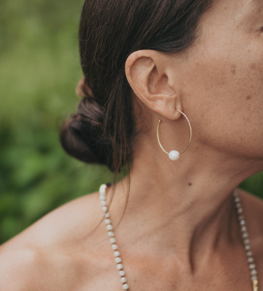 Pearl Hoops | Cultured Pearl Earrings – Nickel & Suede
